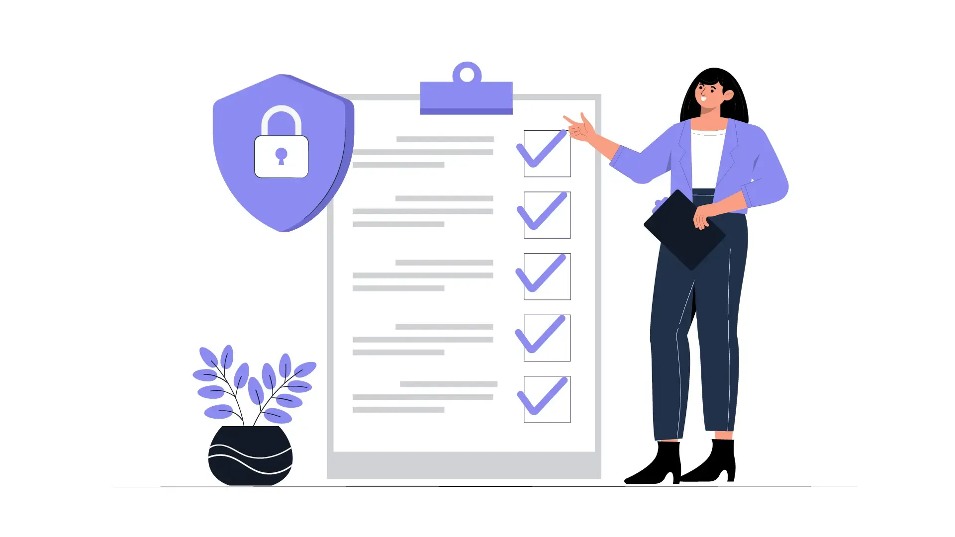 Woman Guiding on How to Accept Privacy Policy in Flat Style 2D Illustration image